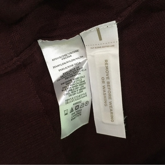 Ann Taylor Knit Sweater Top Lace Sleeve V Neck Red new - Picture 4 of 4